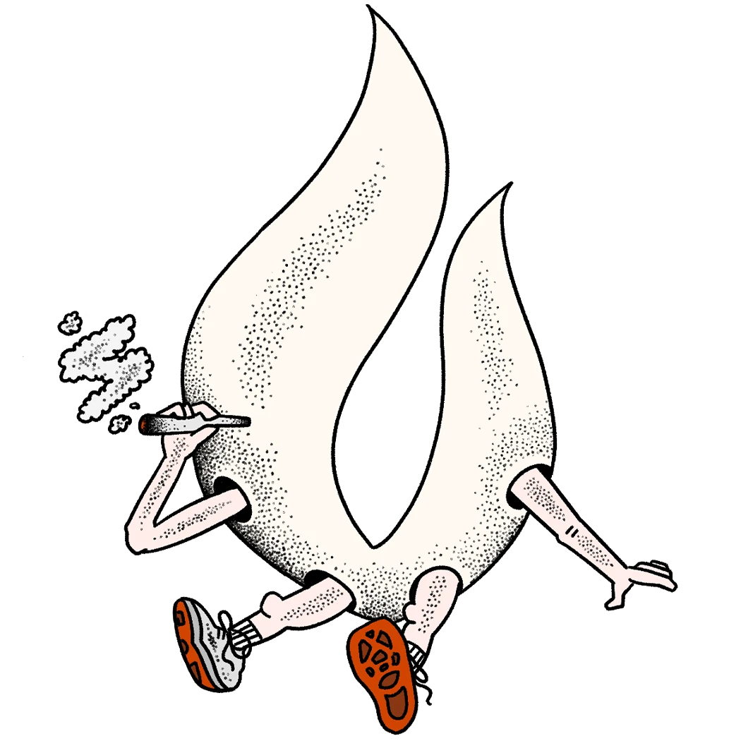White Ash flame mascot